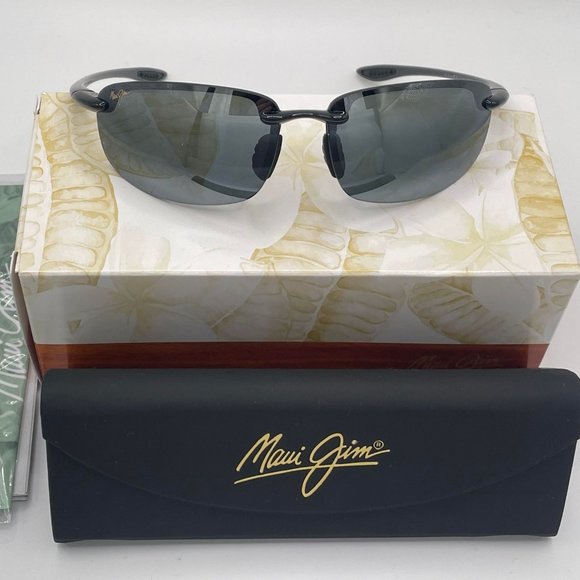 Maui Jim Ho'okipa 407-02 Gloss Black Frame - Grey Polarized Sunglasses - Picture 1 of 3